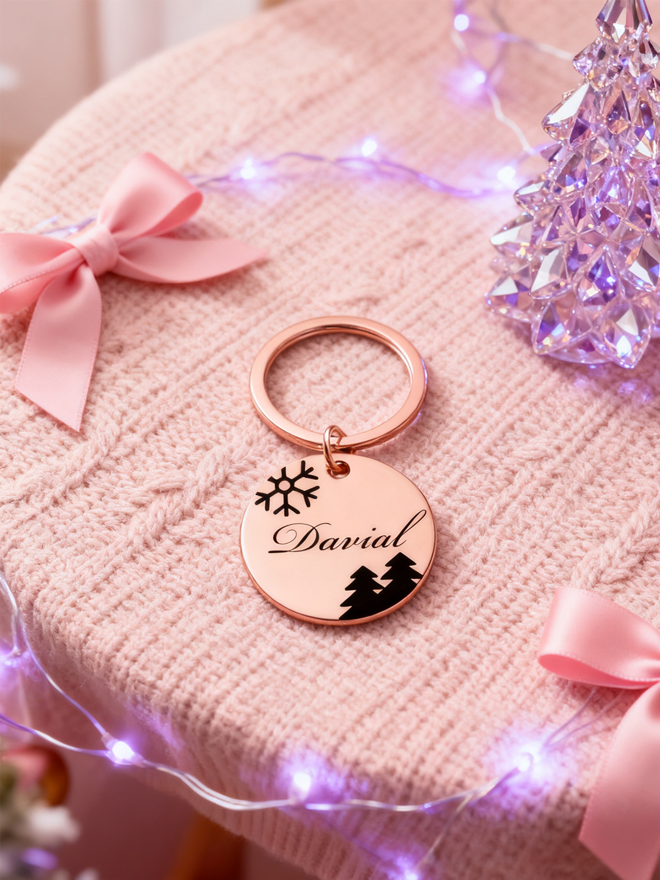 Custom Stainless Steel Christmas Keychain